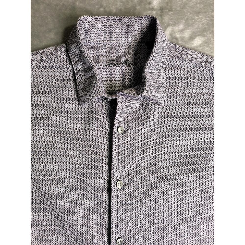 Tasso Elba Men's Geometric Pattern Button Down Shirt - Size L